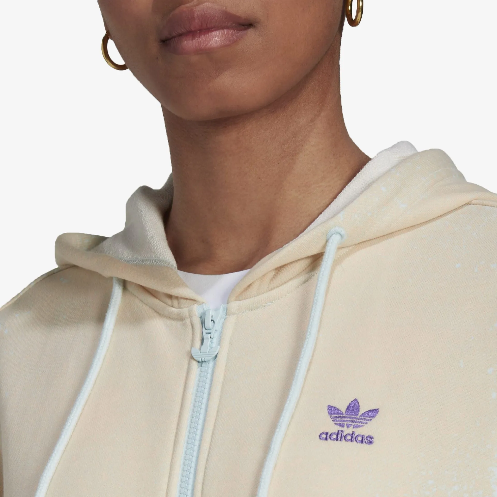 Adidas Originals | ALLOVER PRINT FULL ZIP HOODIE  { ALMOST BLUE / HAZY ORANGE