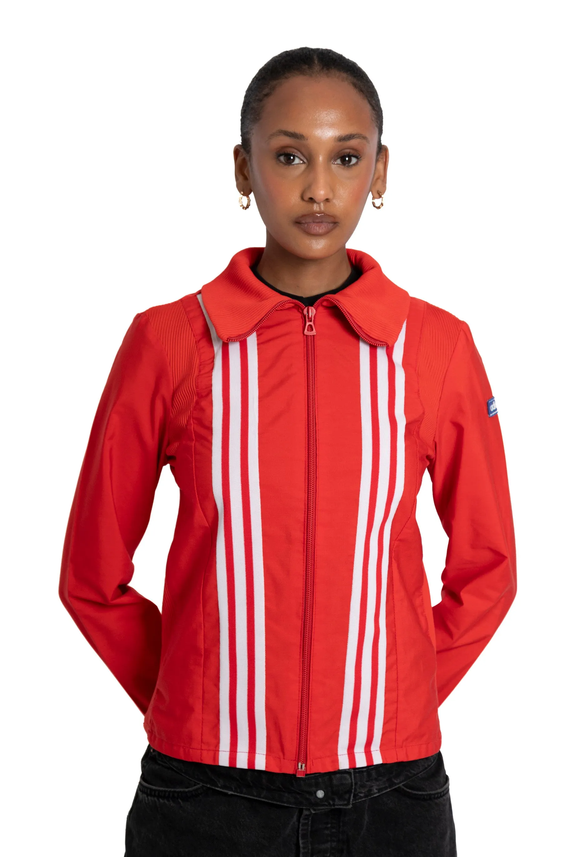 Adidas Ribbing Detail Track Jacket Red/White