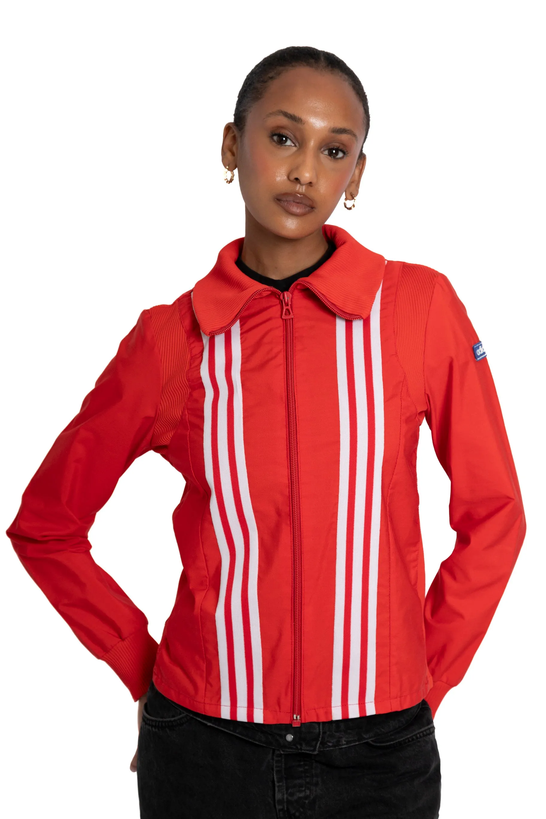 Adidas Ribbing Detail Track Jacket Red/White