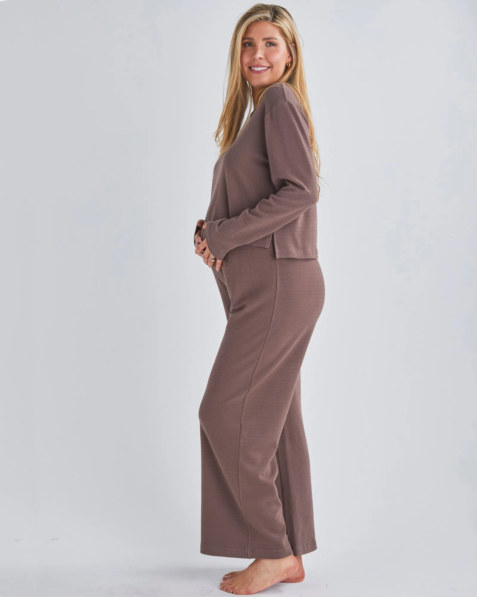 Anna 2-piece Maternity Winter Lounge Wear Set in Mocha