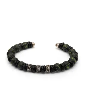 Athens - Volcanic rock and Silver bracelet