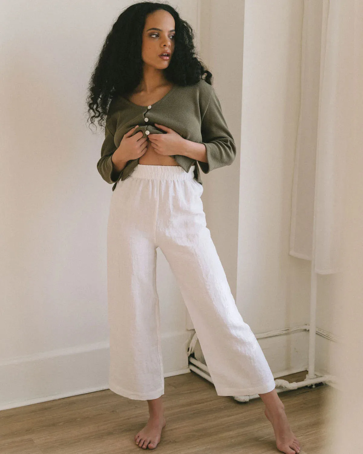 Aura Pants in Salt Linen