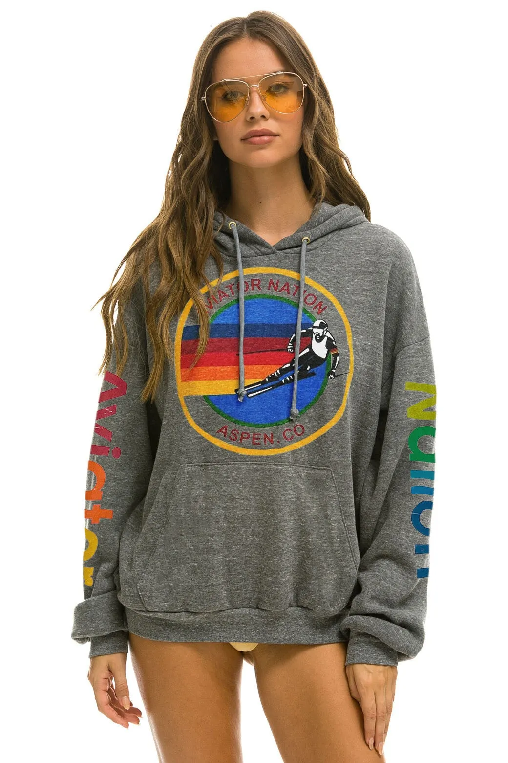 AVIATOR NATION ASPEN RELAXED PULLOVER HOODIE - HEATHER GREY