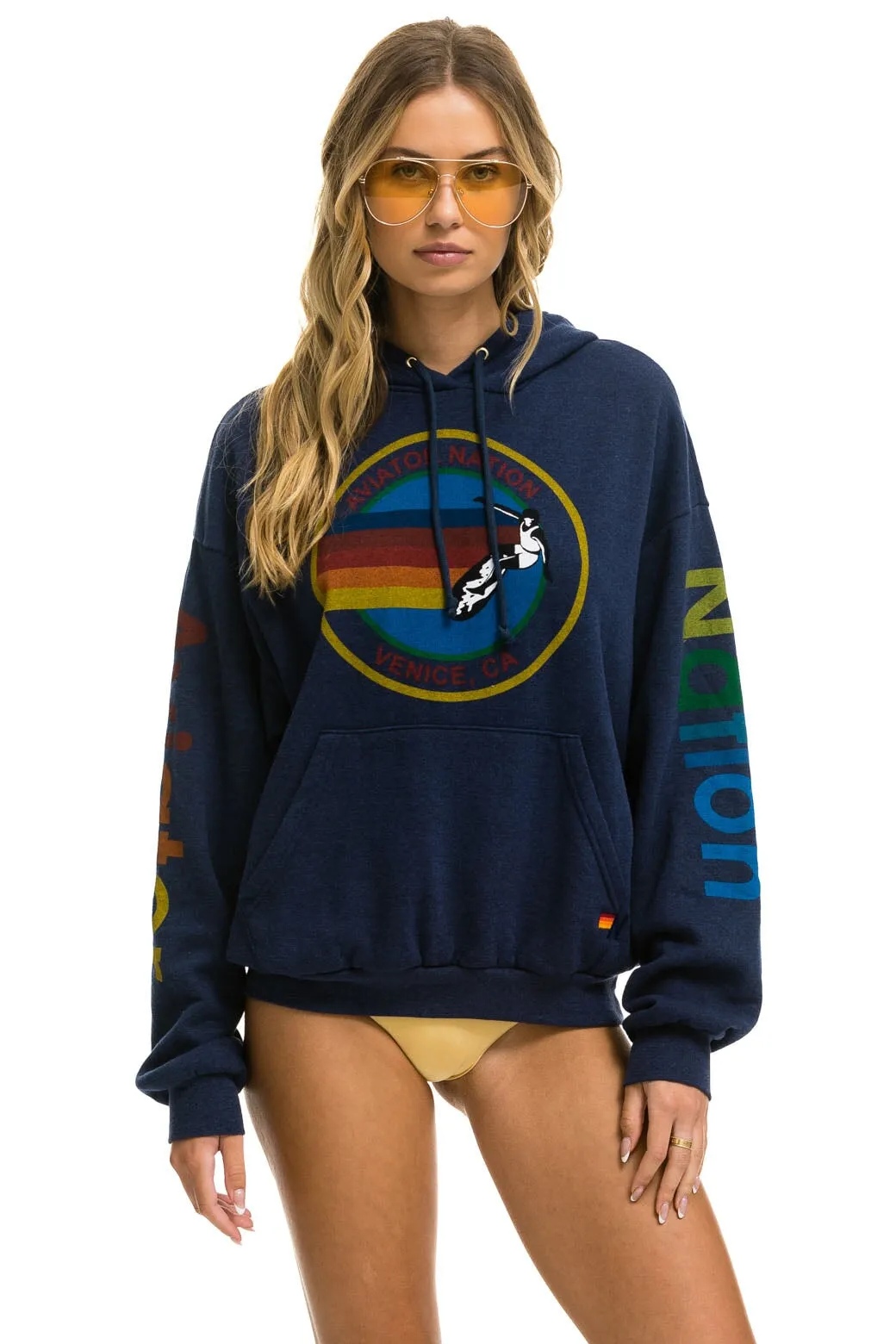 AVIATOR NATION  RELAXED PULLOVER HOODIE - NAVY