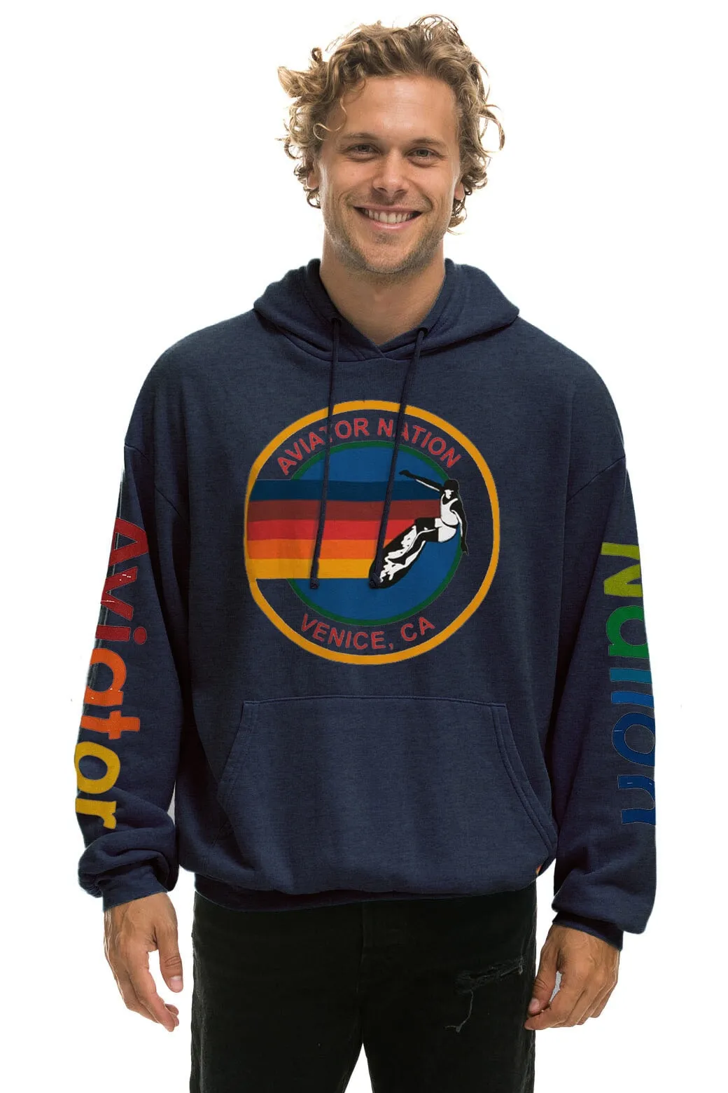 AVIATOR NATION  RELAXED PULLOVER HOODIE - NAVY