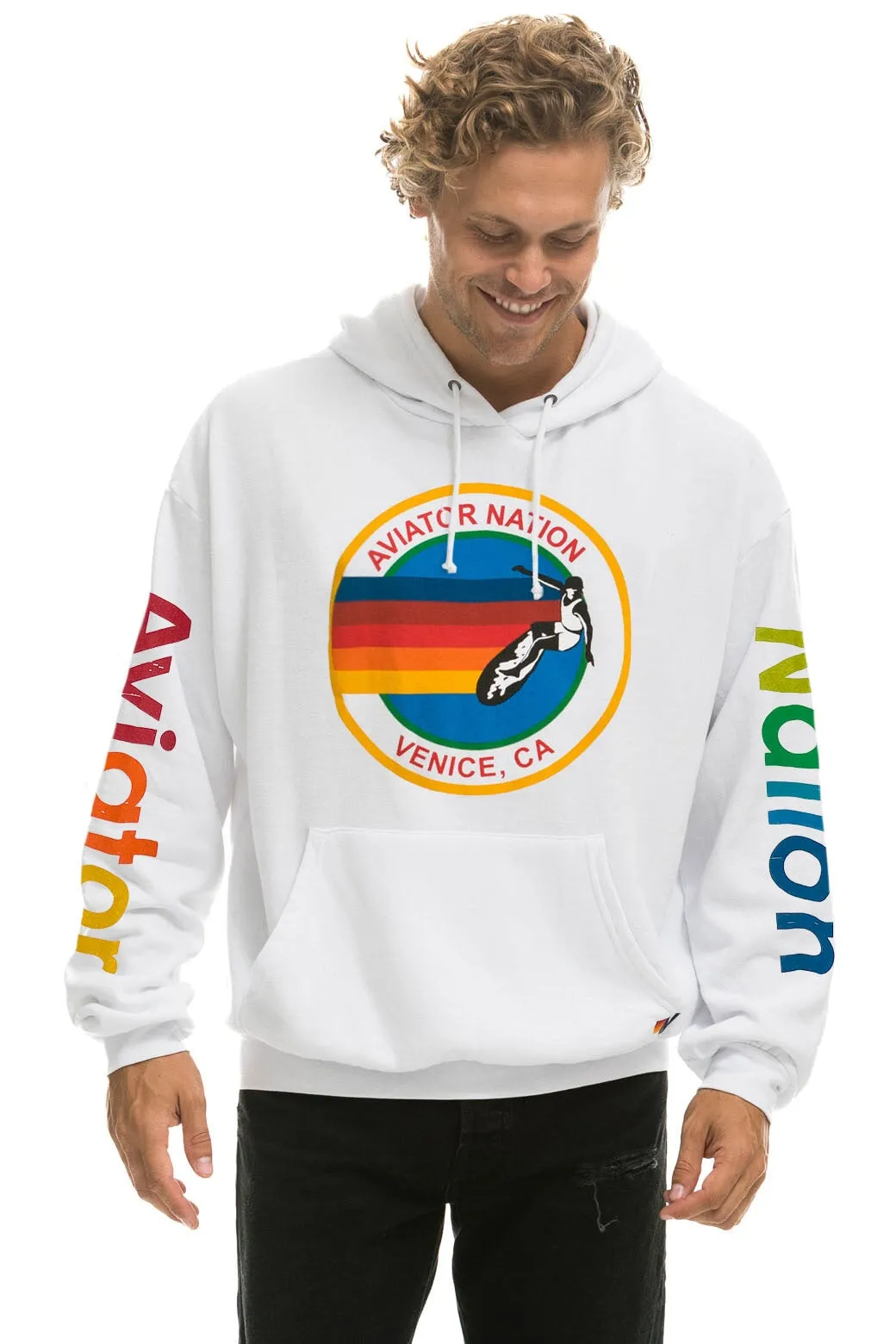 AVIATOR NATION  RELAXED PULLOVER HOODIE - WHITE