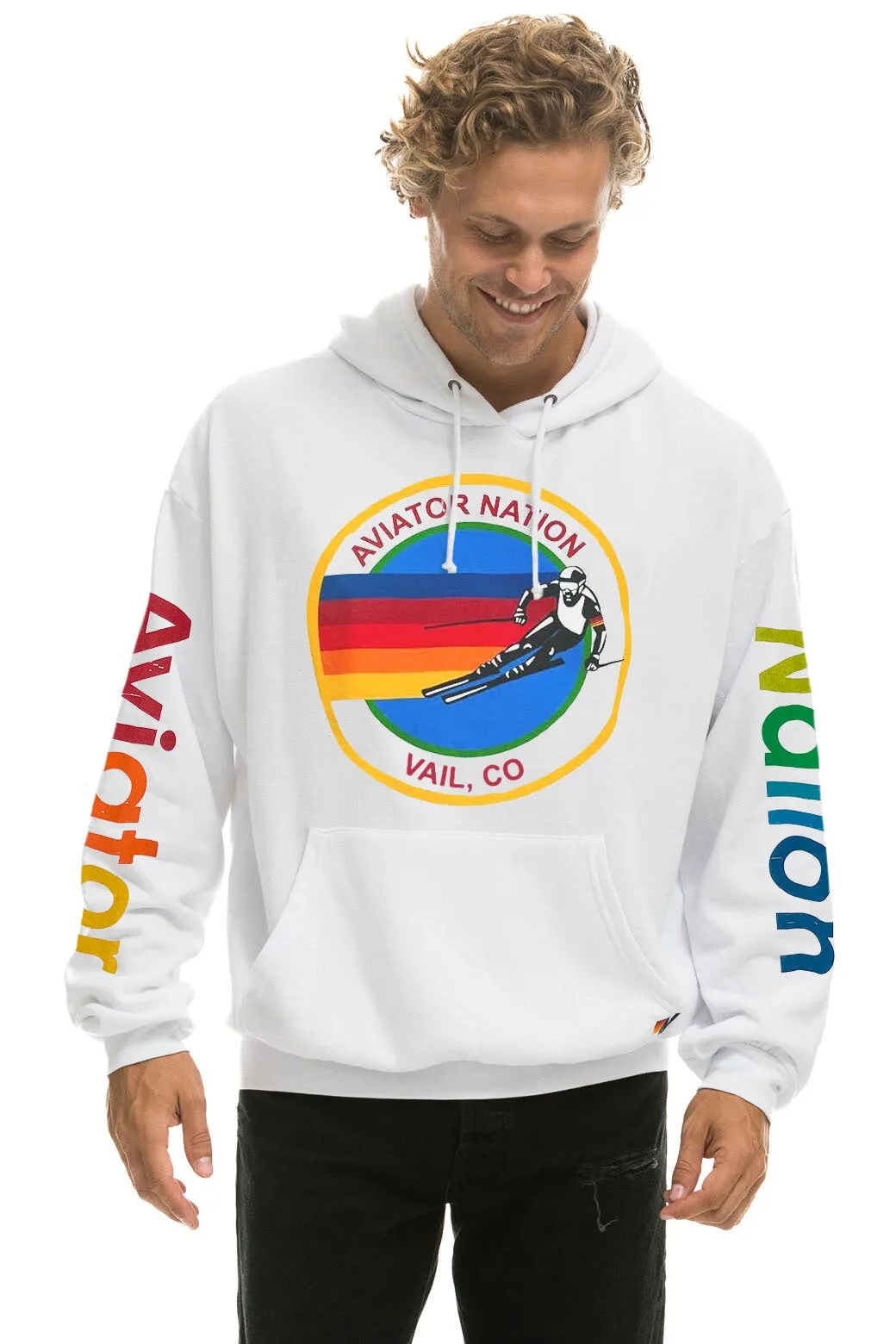 AVIATOR NATION VAIL RELAXED PULLOVER HOODIE - WHITE