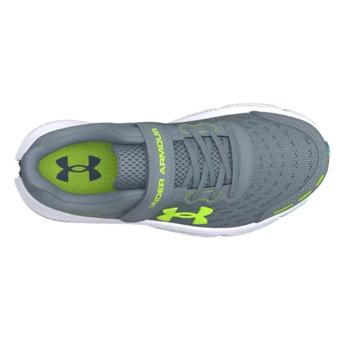 Big Boy Under Armour Assert 10 AC Wide in Gravel/Glacier Blue/Lime Surge