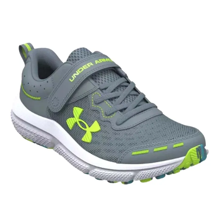 Big Boy Under Armour Assert 10 AC Wide in Gravel/Glacier Blue/Lime Surge