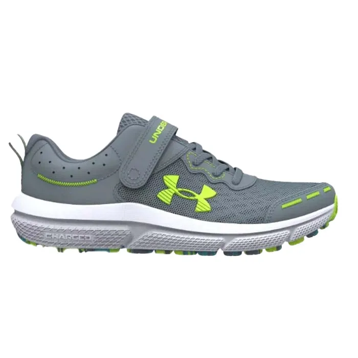 Big Boy Under Armour Assert 10 AC Wide in Gravel/Glacier Blue/Lime Surge