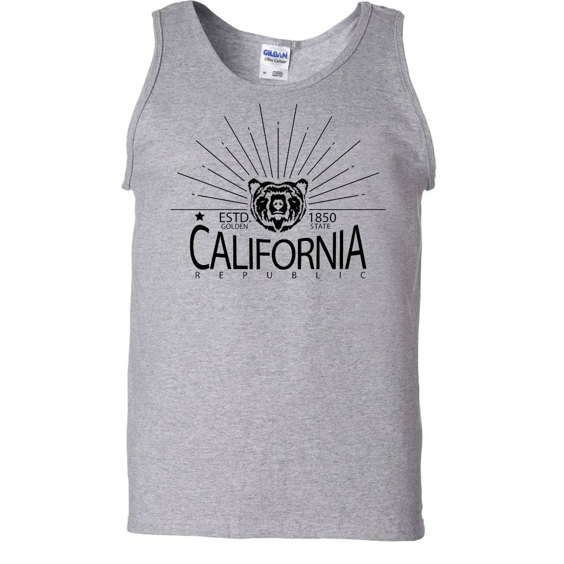 California Golden State Black Print Asst Colors Tank Top