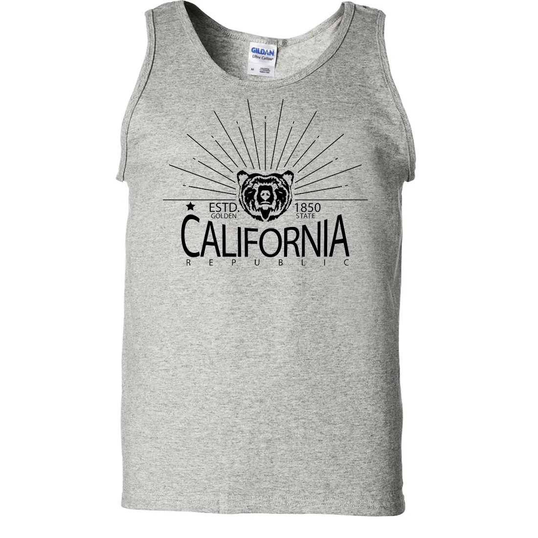 California Golden State Black Print Asst Colors Tank Top