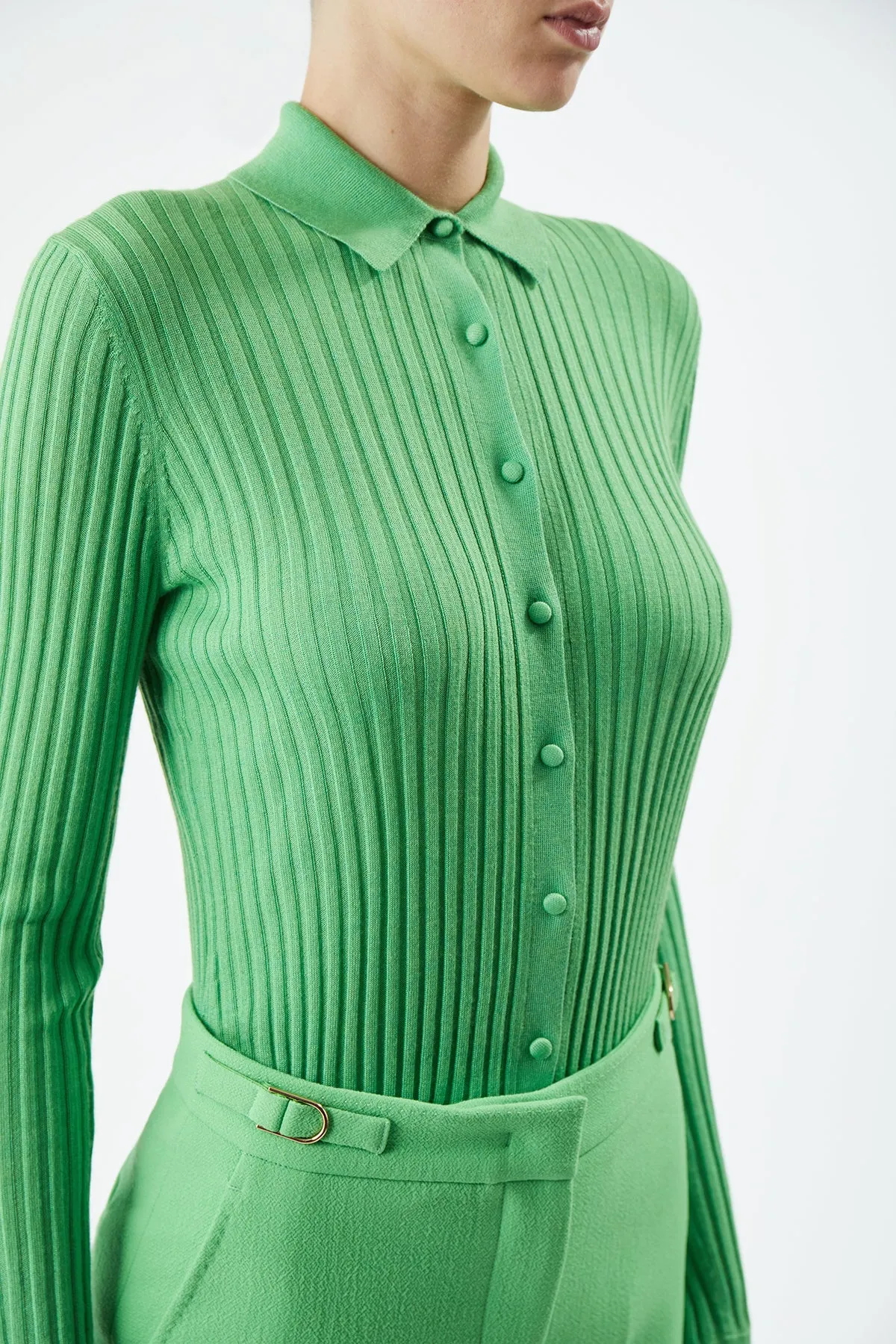 Cavalieri Knit Shirt in Fluorescent Green Cashmere Silk