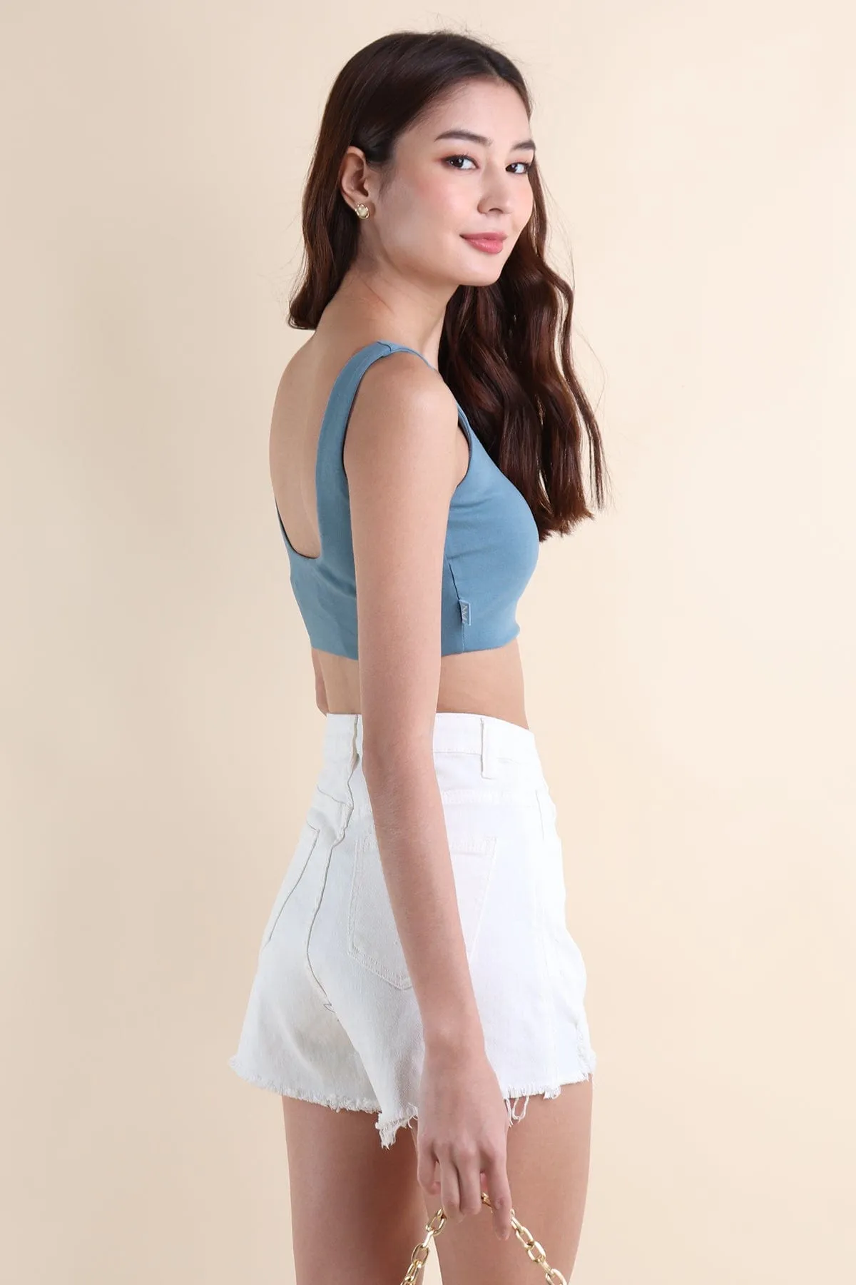 DARIS U-PADDED CROP TOP IN TEAL