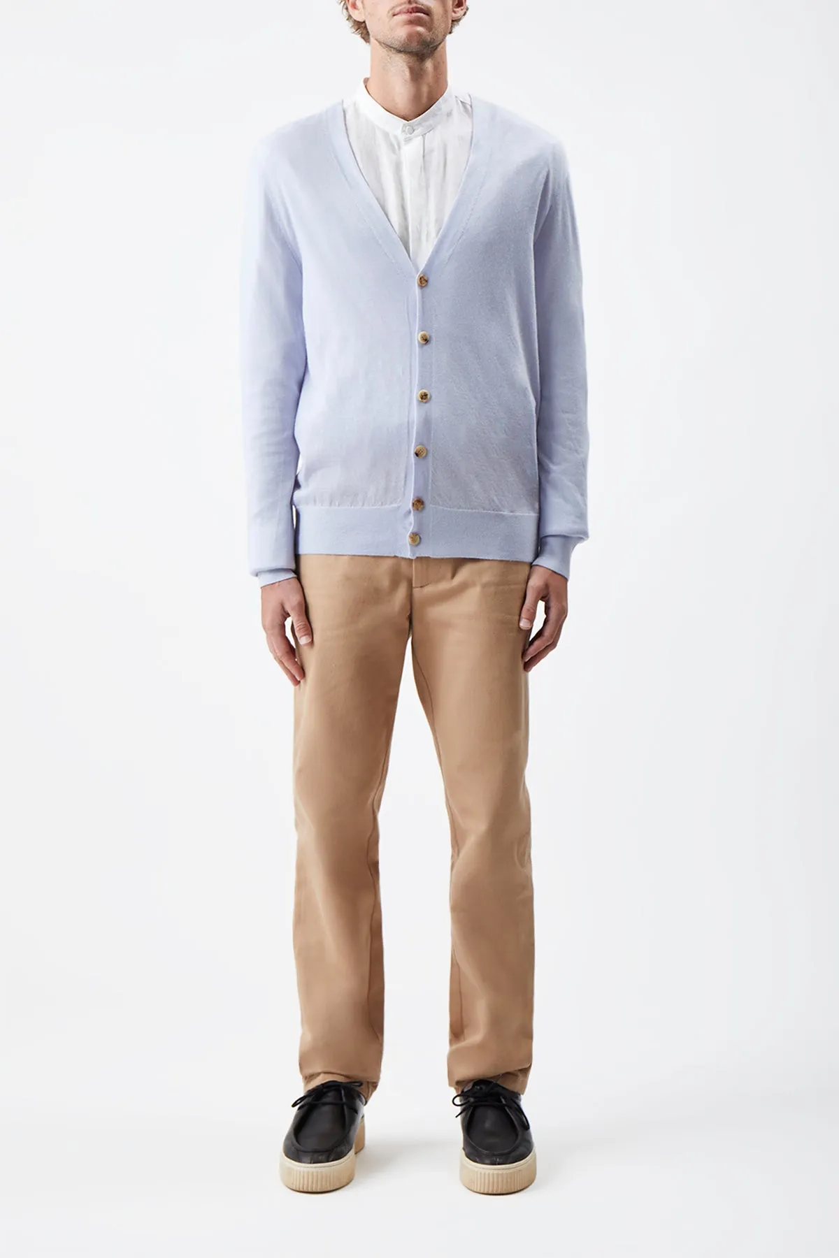 Duke Knit Cardigan in Halogen Blue Cashmere