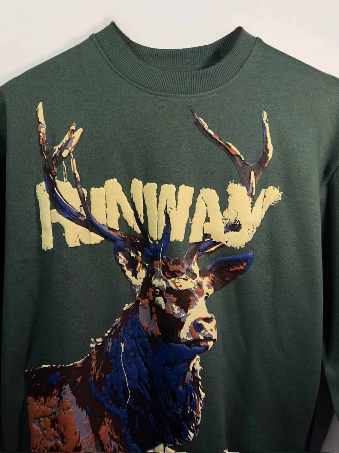 Oversized Highland Green Antelope Graphic Sweatshirt for Maximum Comfort