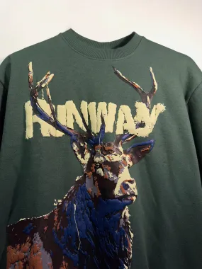 Oversized Highland Green Antelope Graphic Sweatshirt for Maximum Comfort