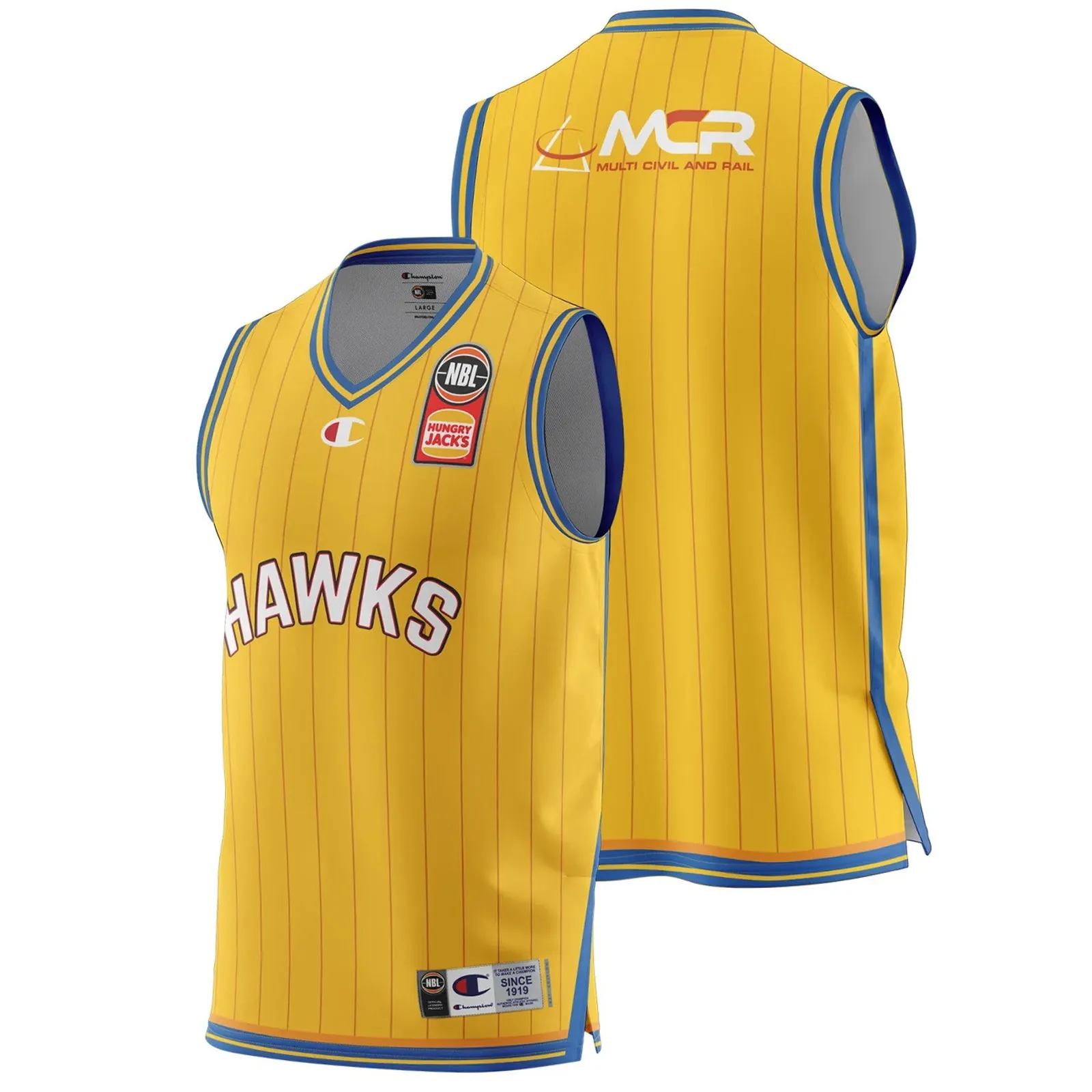 Illawarra Hawks 2022/23 Authentic V Neck Mens Heritage Jersey NBL Basketball by Champion