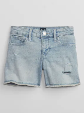 Kids Mid Rise Midi Denim Shorts with Washwell