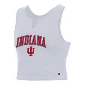 Ladies Indiana Hoosiers Fan Fitted Cropped Grey Tank Top