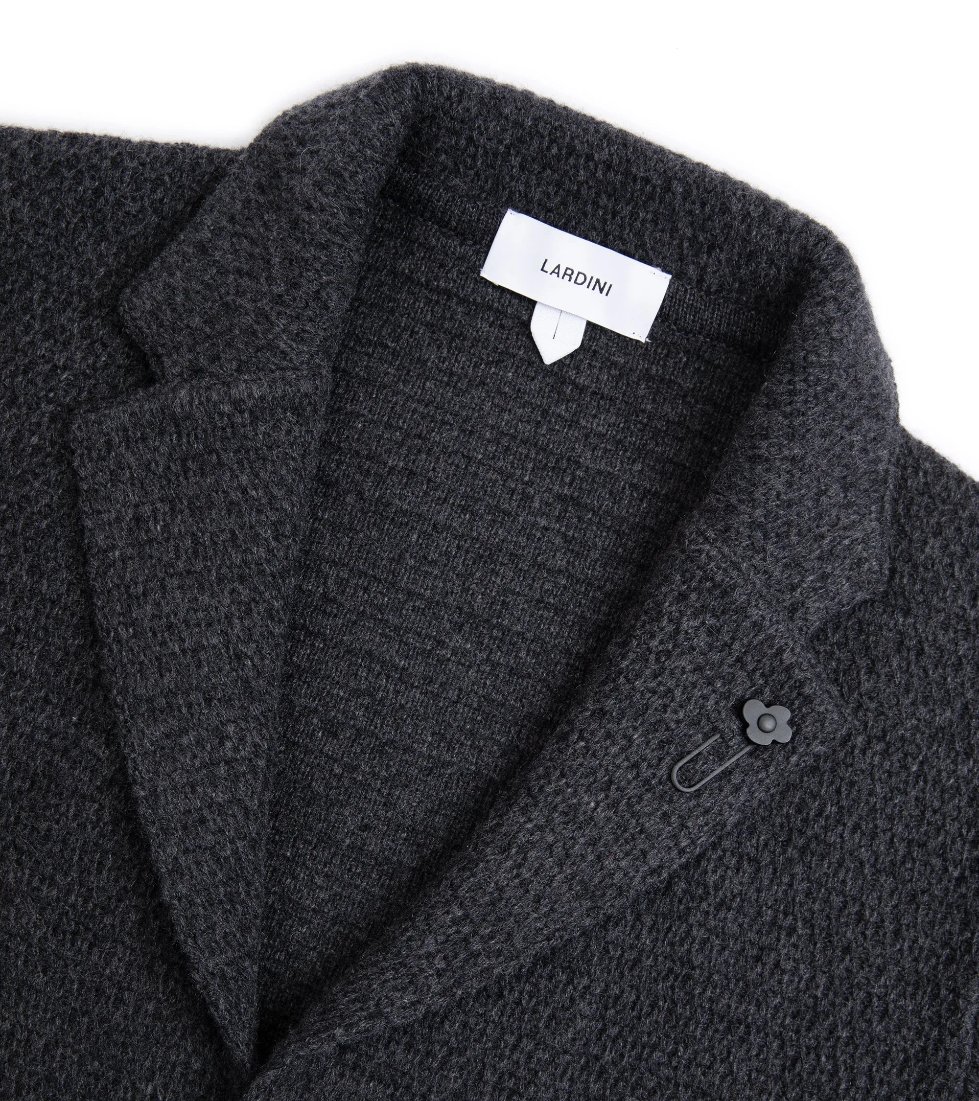 Lardini Cashmere Textured Knit Jacket: Dark Grey