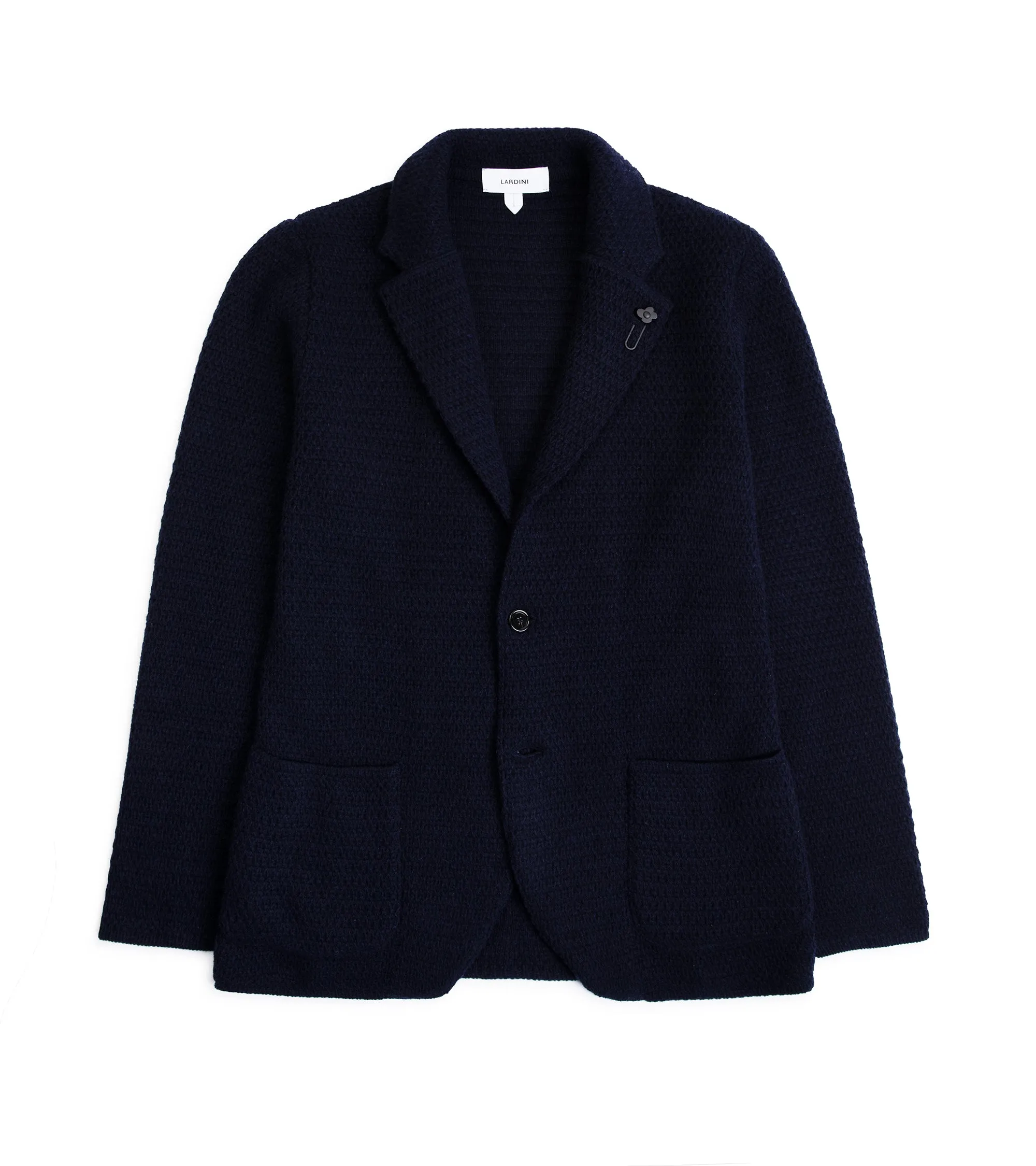 Lardini Cashmere Textured Knit Jacket: Navy