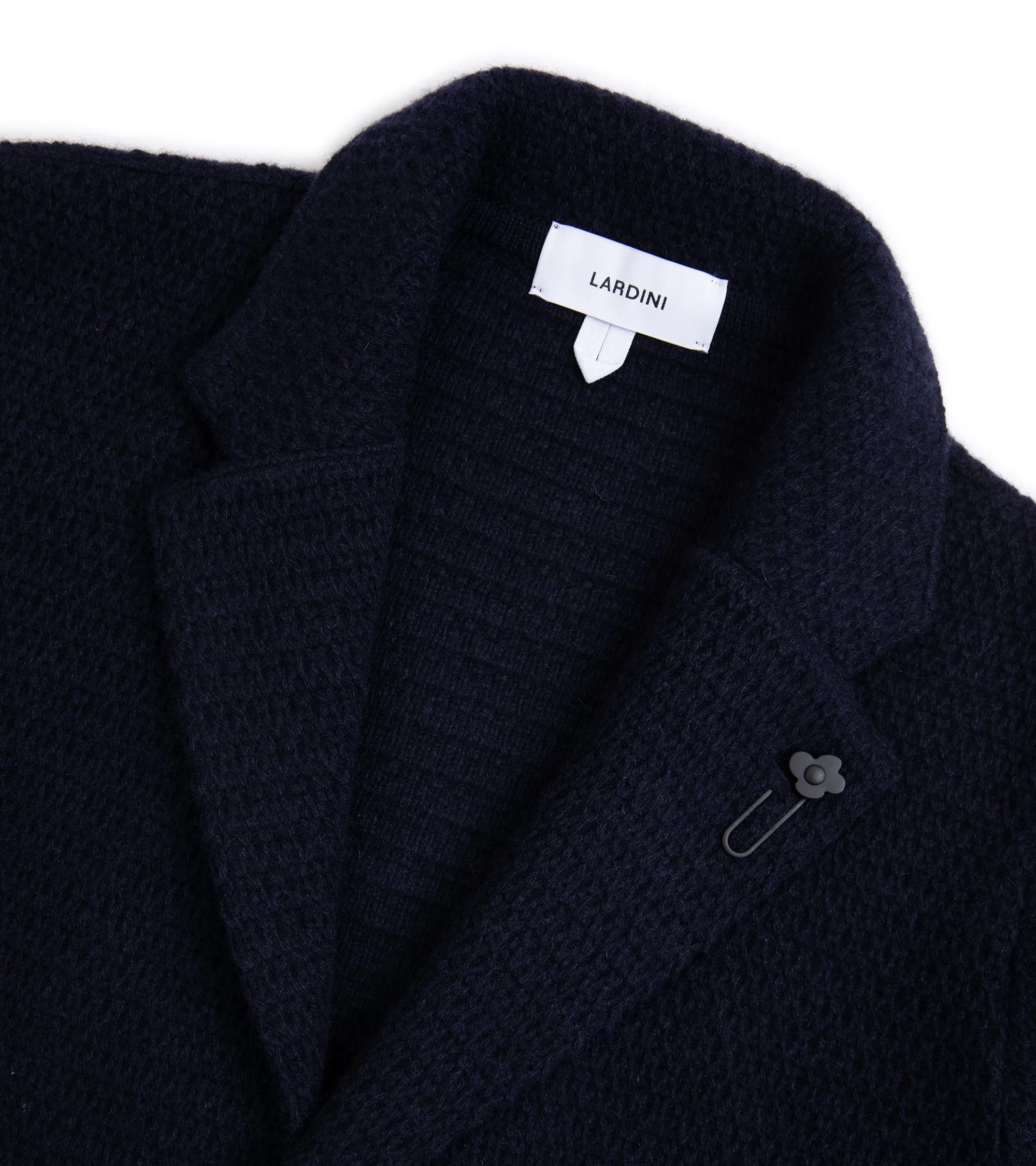 Lardini Cashmere Textured Knit Jacket: Navy