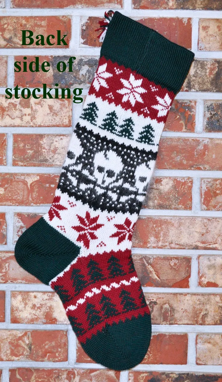 Large Personalizable Knit Christmas Stocking - Skulls