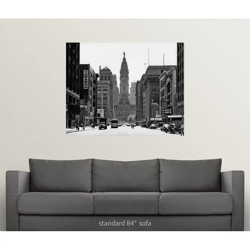 "1950's Downtown Philadelphia Pa USA Looking South Down North Broad Street At " Poster Print - Multi