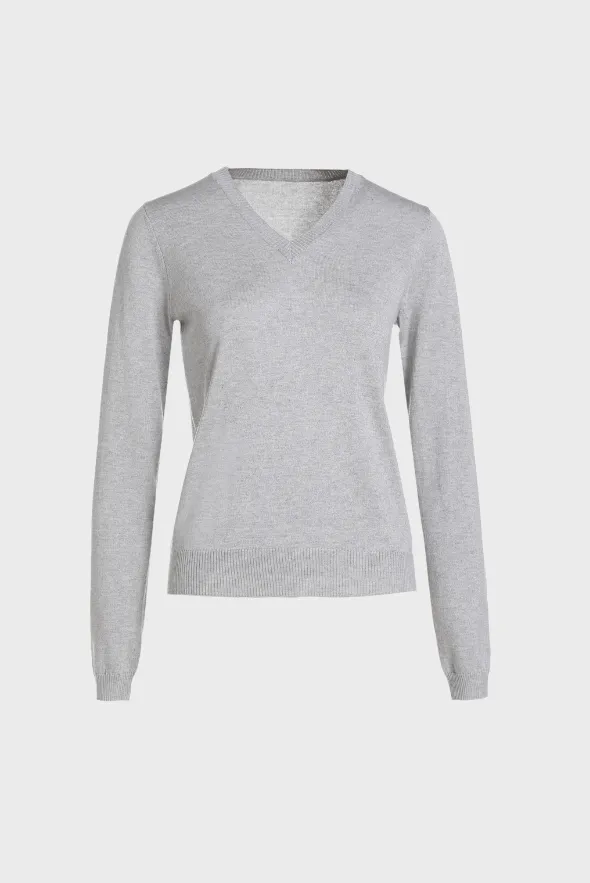 Silk Cashmere V Neck Long Sleeves T Shirt