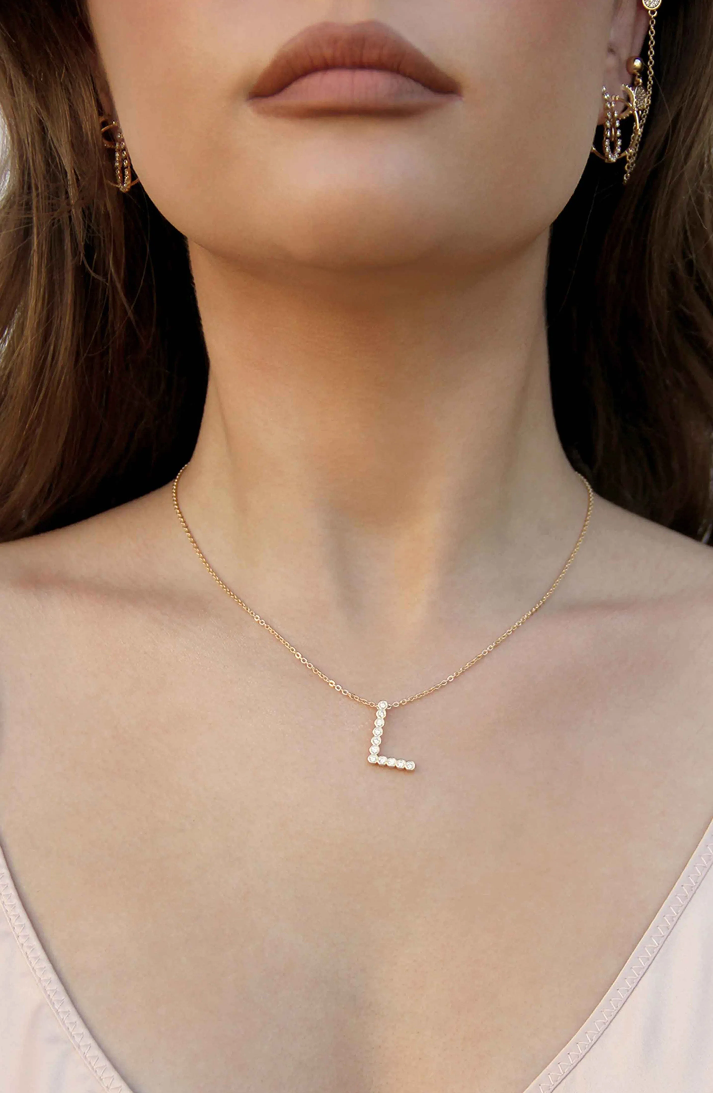 Simple Crystal Initial Necklace