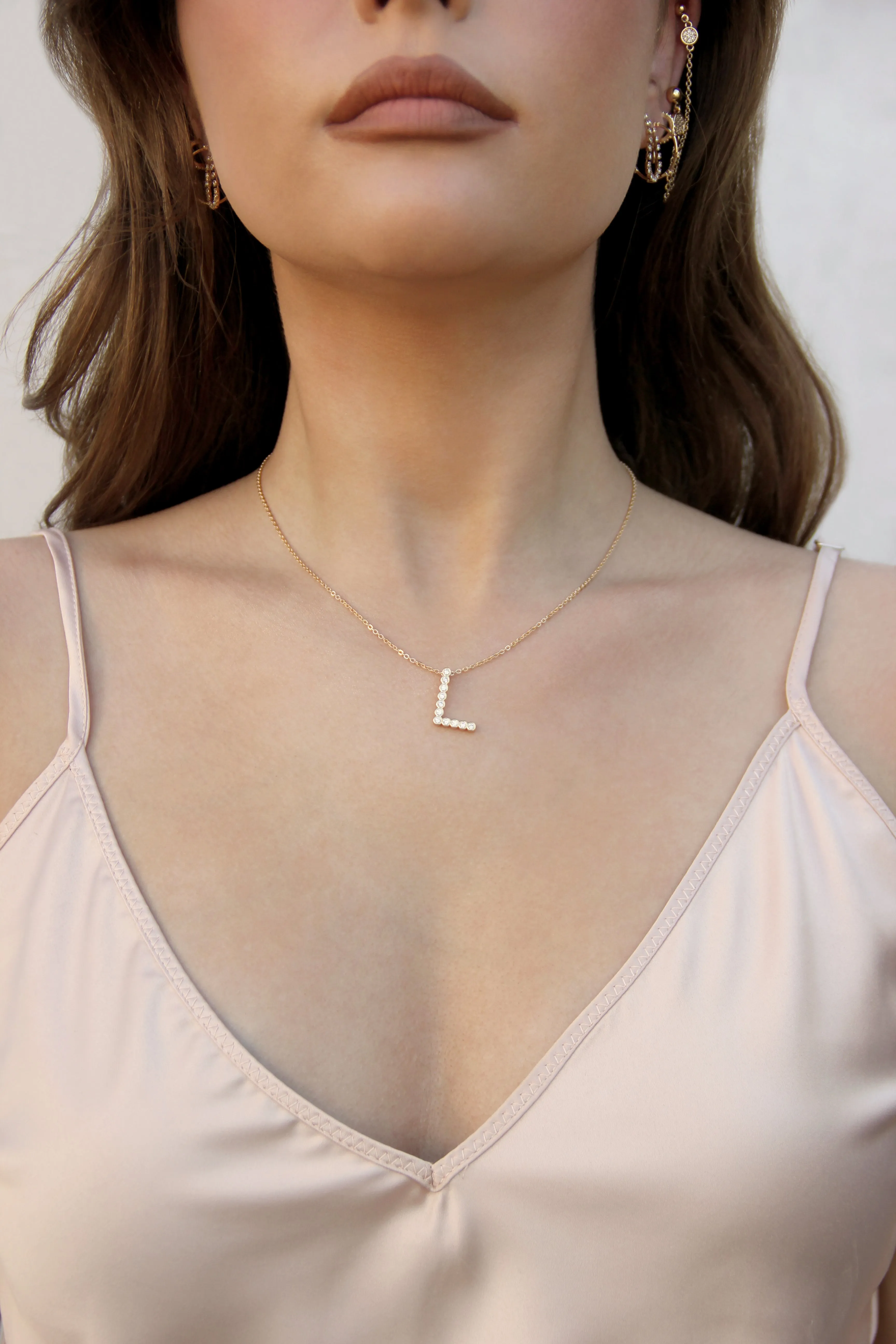 Simple Crystal Initial Necklace