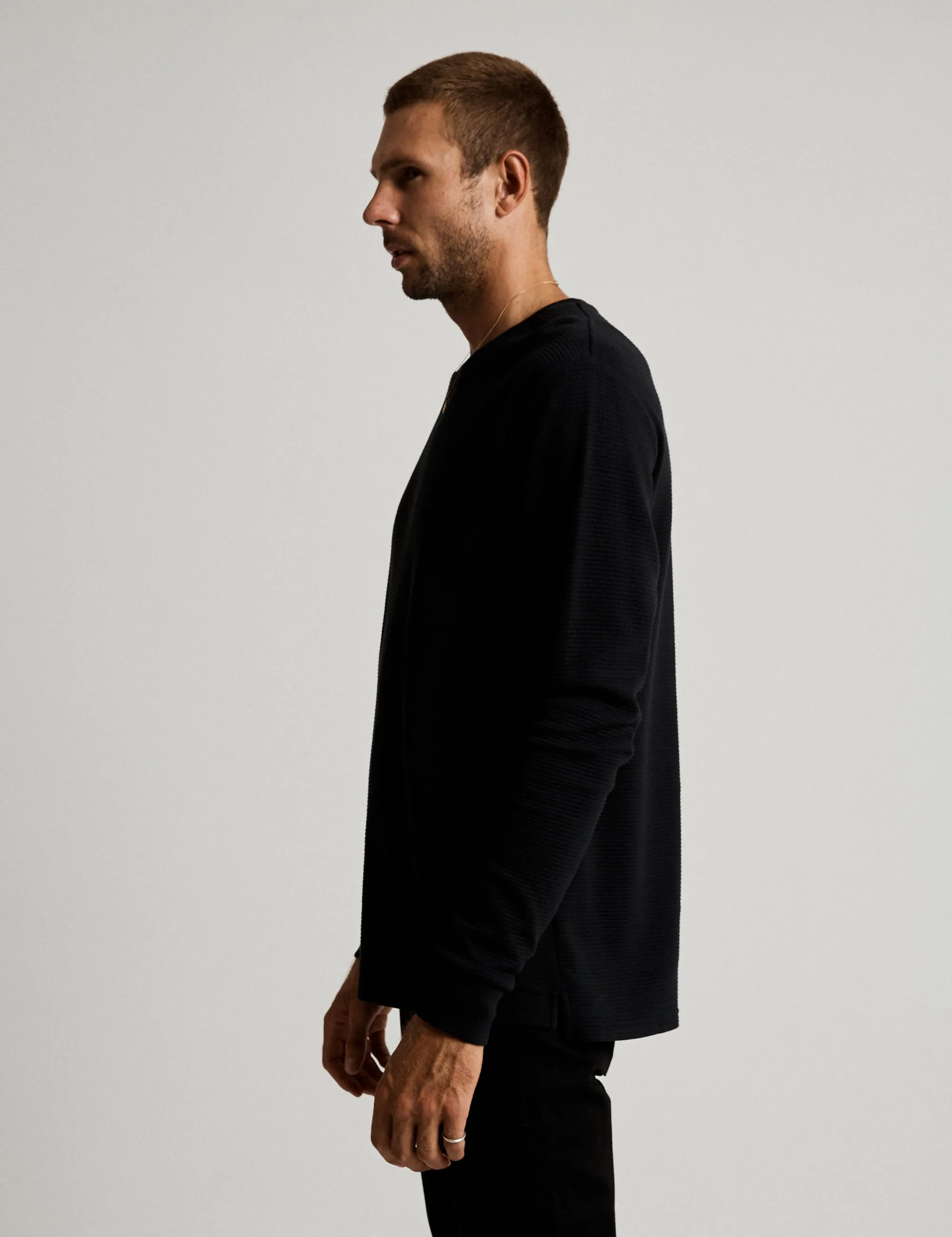 Smith Long Sleeve Waffle - Black