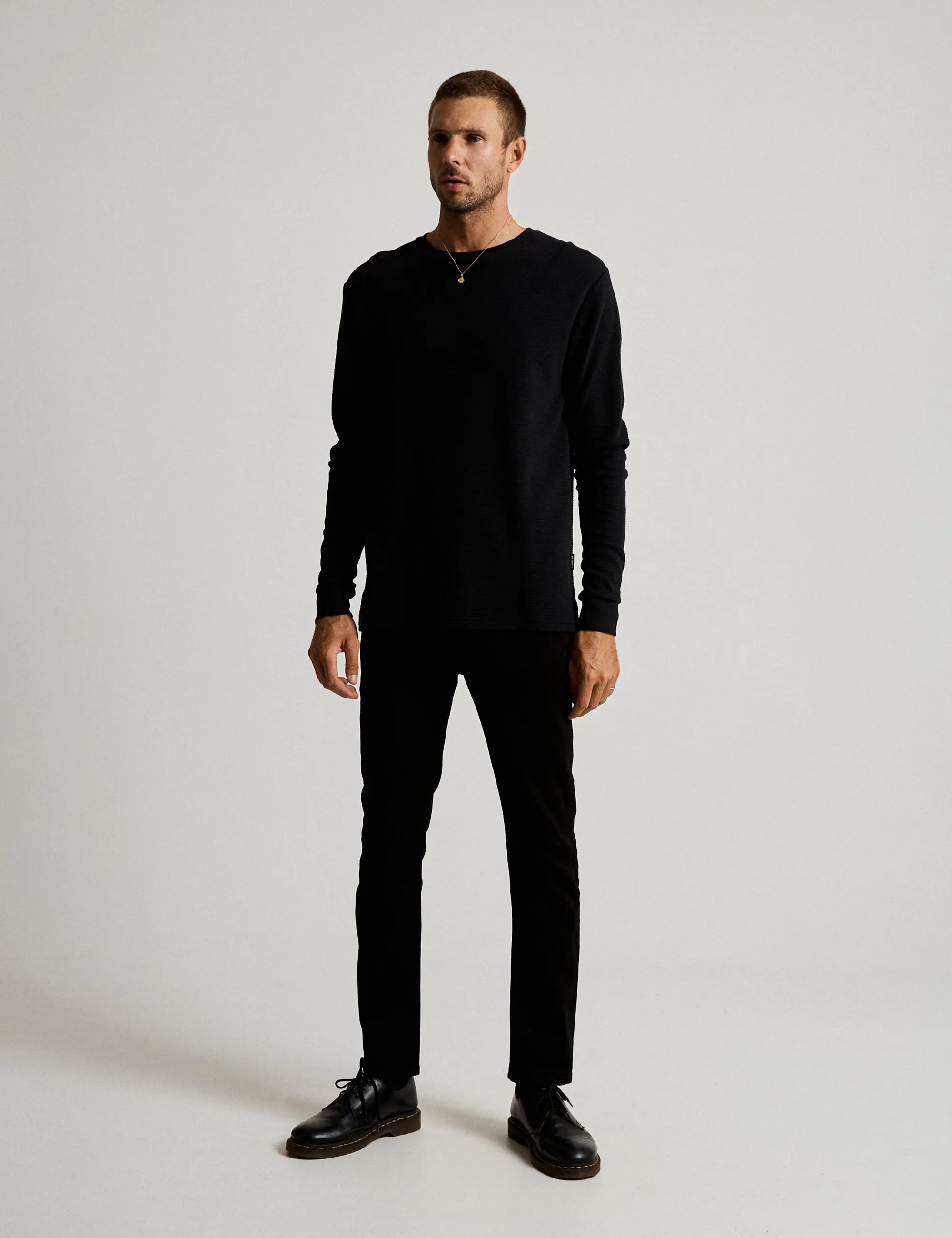 Smith Long Sleeve Waffle - Black