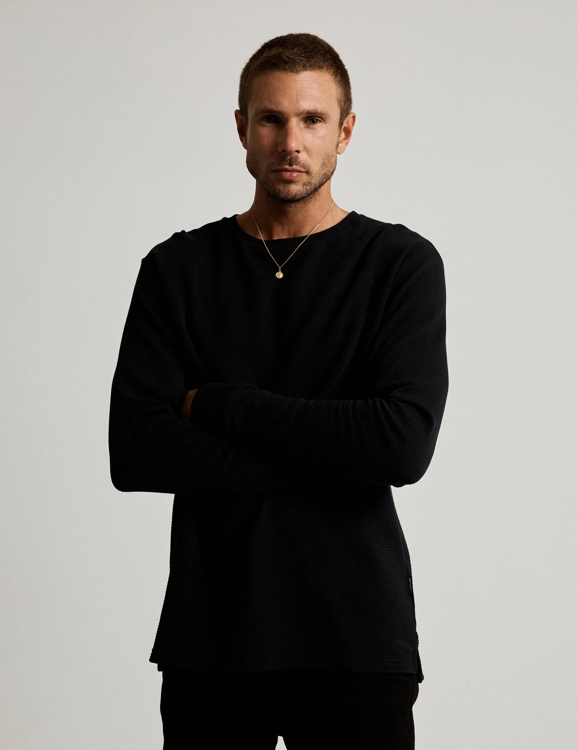 Smith Long Sleeve Waffle - Black