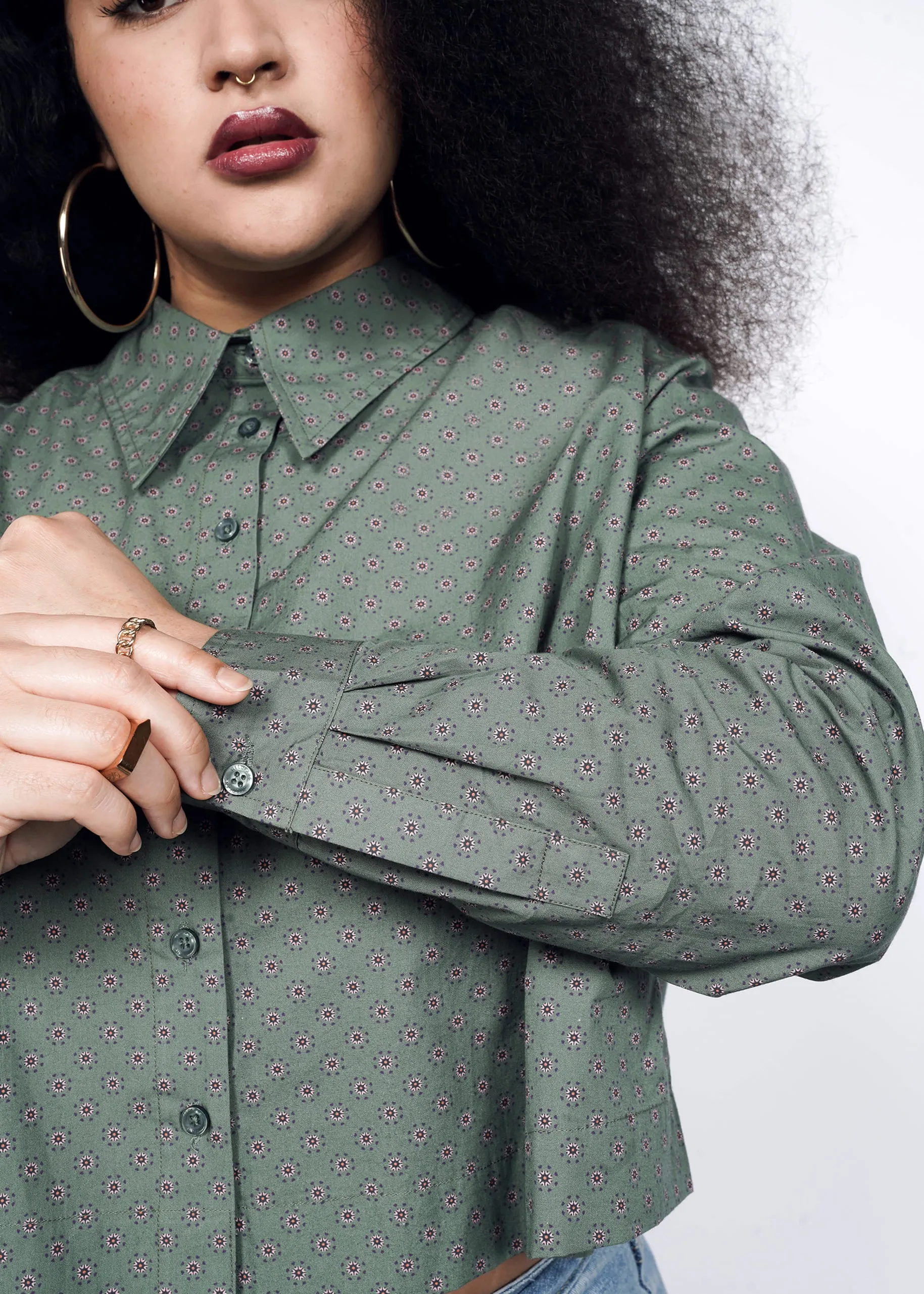 The Essential Long Sleeve Cropped Button Up