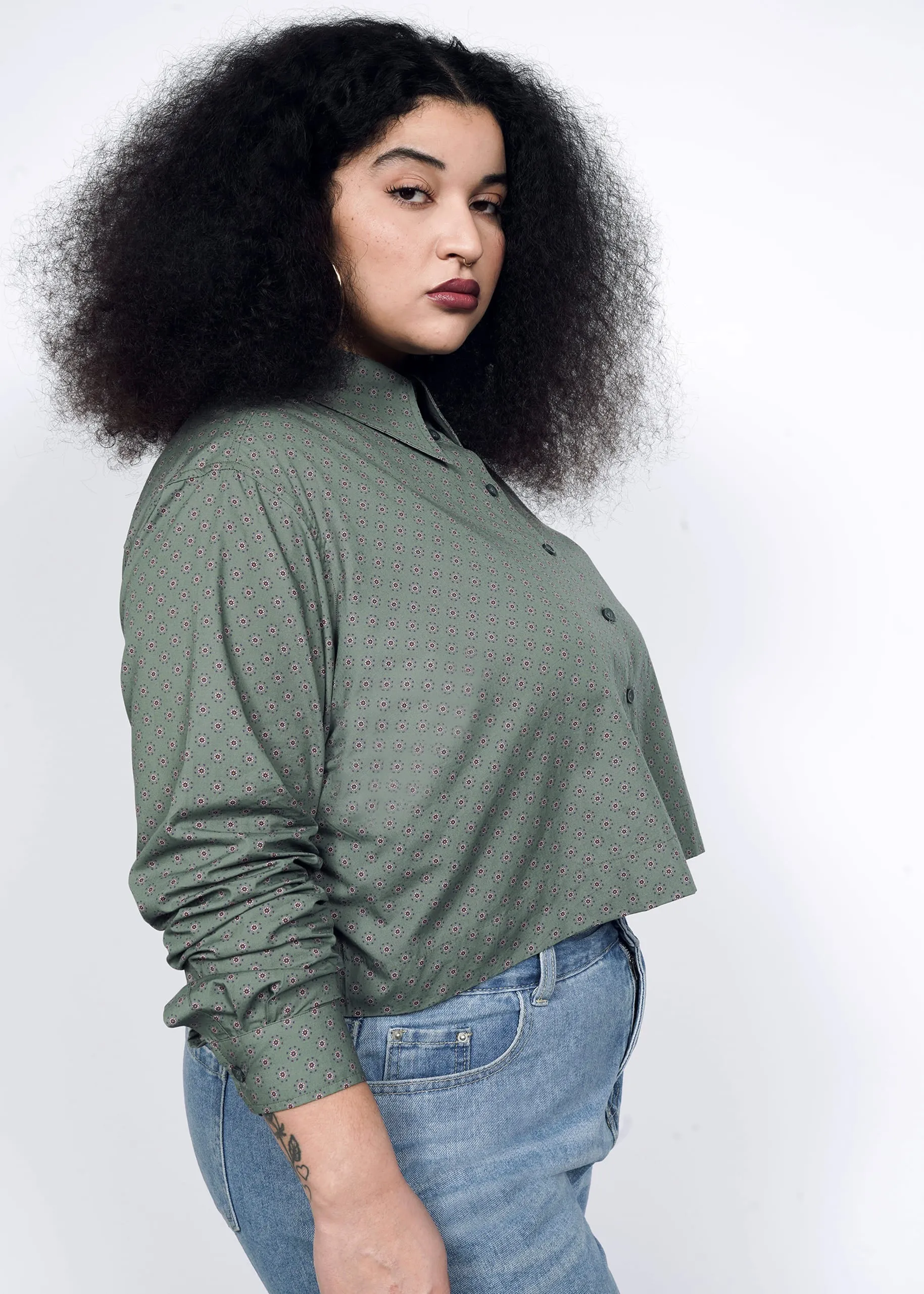 The Essential Long Sleeve Cropped Button Up