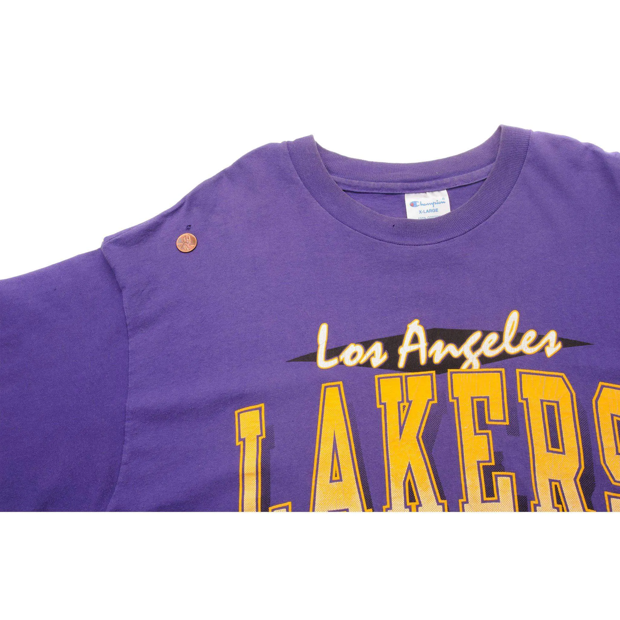 VINTAGE CHAMPION NBA LOS ANGELES LAKERS TEE SHIRT EARLY 90S SIZE XL MADE IN USA