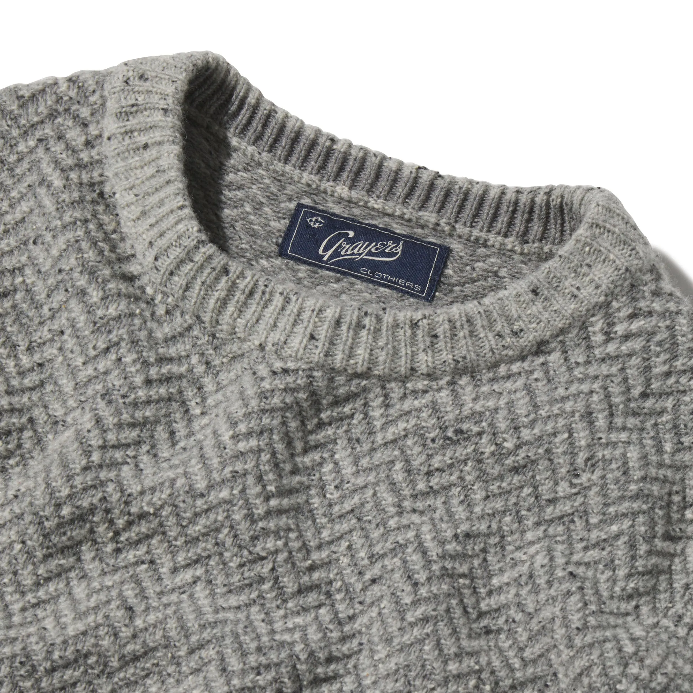 Zermatt Herringbone Crew - Gray Herringbone